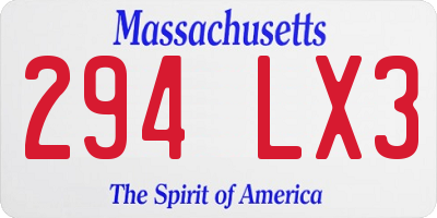 MA license plate 294LX3