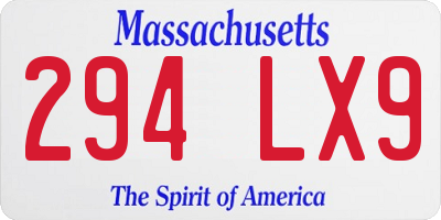 MA license plate 294LX9