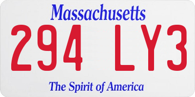 MA license plate 294LY3