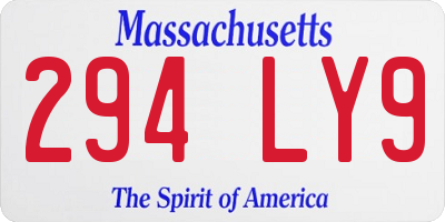 MA license plate 294LY9