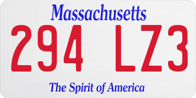 MA license plate 294LZ3