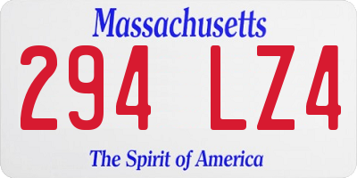 MA license plate 294LZ4
