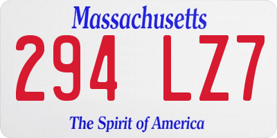 MA license plate 294LZ7