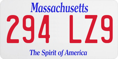 MA license plate 294LZ9