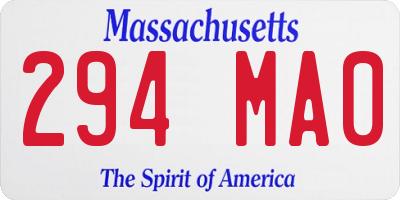 MA license plate 294MA0