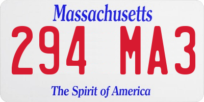 MA license plate 294MA3