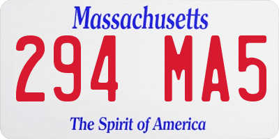 MA license plate 294MA5