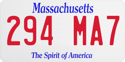 MA license plate 294MA7