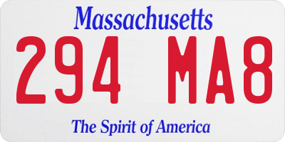 MA license plate 294MA8