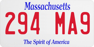 MA license plate 294MA9