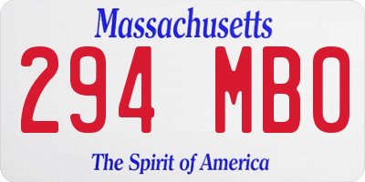 MA license plate 294MB0