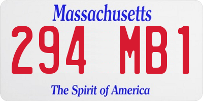 MA license plate 294MB1