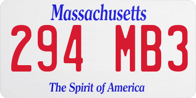 MA license plate 294MB3