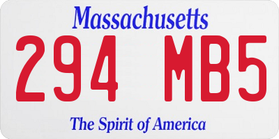 MA license plate 294MB5