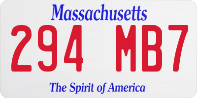 MA license plate 294MB7