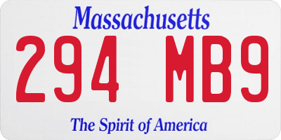 MA license plate 294MB9