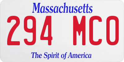 MA license plate 294MC0