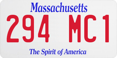 MA license plate 294MC1