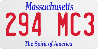 MA license plate 294MC3