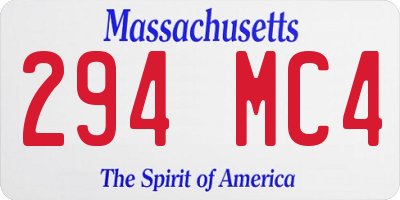 MA license plate 294MC4