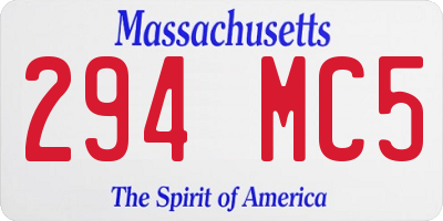 MA license plate 294MC5
