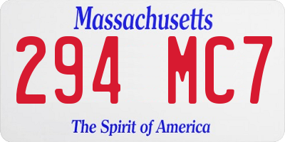 MA license plate 294MC7