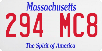 MA license plate 294MC8