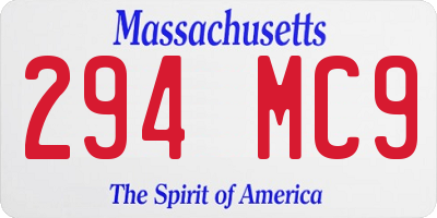 MA license plate 294MC9