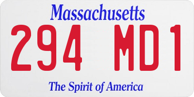 MA license plate 294MD1