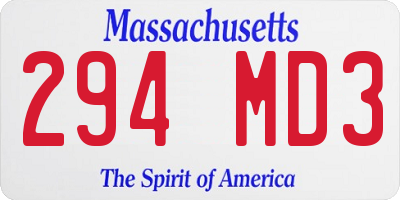 MA license plate 294MD3