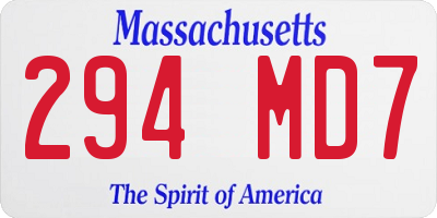 MA license plate 294MD7