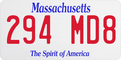 MA license plate 294MD8