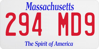 MA license plate 294MD9