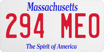 MA license plate 294ME0