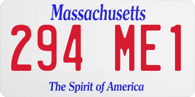 MA license plate 294ME1
