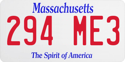 MA license plate 294ME3