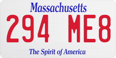 MA license plate 294ME8