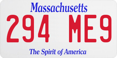 MA license plate 294ME9