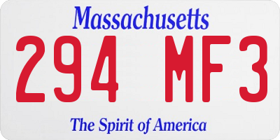 MA license plate 294MF3