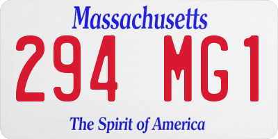 MA license plate 294MG1