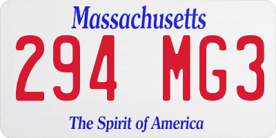 MA license plate 294MG3