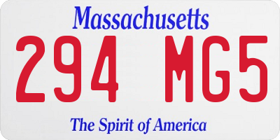 MA license plate 294MG5