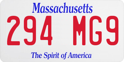 MA license plate 294MG9