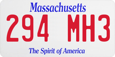 MA license plate 294MH3