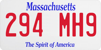 MA license plate 294MH9