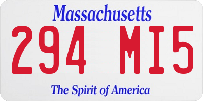 MA license plate 294MI5