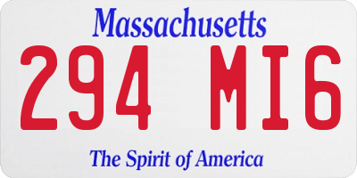 MA license plate 294MI6