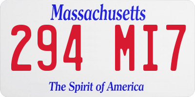 MA license plate 294MI7
