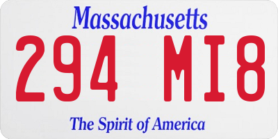 MA license plate 294MI8