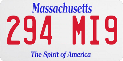 MA license plate 294MI9